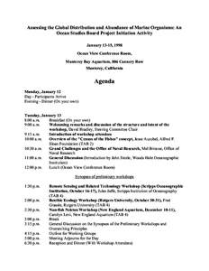 Assessing the Global Distribution and Abundance of Marine Organisms: An Ocean Studies Board Project Initiation Activity January 13-15, 1998 Ocean View Conference Room, Monterey Bay Aquarium, 886 Cannery Row Monterey, Cal