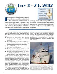 July, 2012  L ast summer’s expedition to Nikumaroro collected new information about the underwater environment in