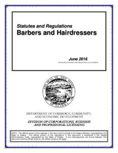 Statutes and Regulations  Barbers and Hairdressers JuneCentralized Statutes and Regulations not included)