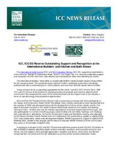 For Immediate Release: Feb.12, 2014 www.iccsafe.org Contact: Steve Daggers 888-ICC-SAFE[removed]ext. 4212