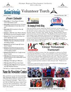 Olympic Regional Development Authority www.orda.org Volunteer Torch Volume 1, Issue 5