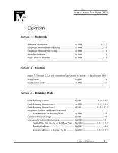 BRIDGE DESIGN AIDS • APRIL[removed]CONTENTS Section 1 – Abutments Abutment Investigation ................................................. Jan 1988 ................................. 1-1, 1-2