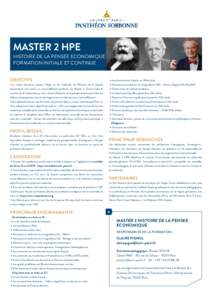 MASTER 2 HPE  HISTOIRE DE LA PENSEE ECONOMIQUE FORMATION INITIALE ET CONTINUE  PROFIL REQUIS