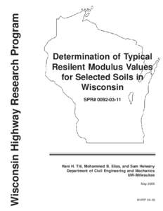 Determination of Typical Resilient Modulus Values for Selected Soils in Wisconsin