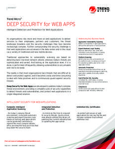 DATASHEET  Trend Micro™ DEEP SECURITY for WEB APPS Intelligent Detection and Protection for Web Applications