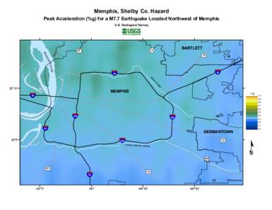 Memphis, Shelby Co. Hazard Peak Acceleration (%g) for a M7.7 Earthquake Located Northwest of Memphis E R  U.S. Geological Survey