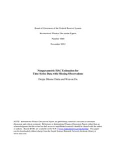 Board of Governors of the Federal Reserve System International Finance Discussion Papers Number 1060 November[removed]Nonparametric HAC Estimation for