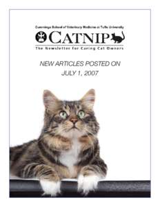 NEW ARTICLES POSTED ON JULY 1, 2007 UPDATE ON ALLERGIES  For more than a decade, Patricia Smith and her two cats, Sunshine and Stormy, were a