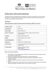 Selection documentation - APS Level 3 - Position 31106