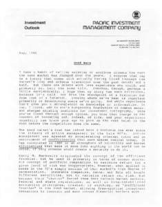 This Investment Outlook was originally published in May, 1986, and is being provided for informational purposes only. All investments contain risk and may lose value. Investing in the bond market is subject to certai