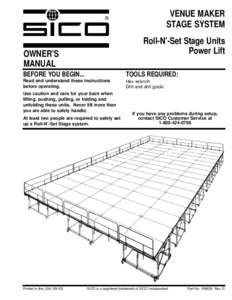 VENUE MAKER STAGE SYSTEM Roll-N’-Set Stage Units Power Lift  OWNER’S