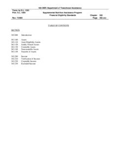 106 CMR: Department of Transitional Assistance Trans. by S.L[removed]Prev. S.L[removed]Supplemental Nutrition Assistance Program Financial Eligibility Standards