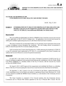 AGENDA ITEM NO.  6.a REPORT TO CONCORD/PLEASANT HILL HEALTH CARE DISTRICT BOARD