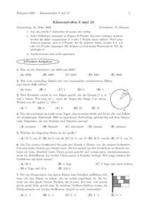 1  K¨anguru 2006 — Klassenstufen 9 und 10 Klassenstufen 9 und 10 Donnerstag, 16. M¨arz 2006