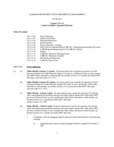 ALABAMA DEPARTMENT OF ENVIRONMENTAL MANAGEMENT Air Division Chapter[removed]Control of Sulfur Compound Emissions  Table of Contents