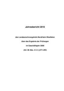 Jahresberichtdes Landesrechnungshofs Nordrhein-Westfalen über das Ergebnis der Prüfungen im GeschäftsjahrArt. 86 Abs. 2 LV, § 97 LHO)