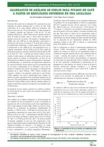 Informaciones Agronómicas de Hispanoamérica:CALIBRACIÓN DE ANÁLISIS DE SUELOS PARA POTASIO EN CAFÉ A PARTIR DE RESULTADOS OBTENIDOS EN UNA LOCALIDAD Siavosh Sadeghian Khalajabadi1 y Víctor Hugo Ál