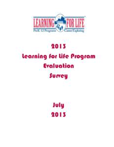 2013 Learning for Life Program Evaluation