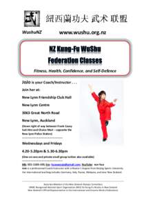 WushuNZ  www.wushu.org.nz Fitness, Health, Confidence, and Self-Defence