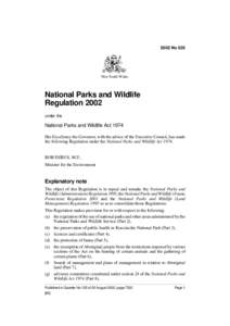 2002 No 635  New South Wales National Parks and Wildlife Regulation 2002