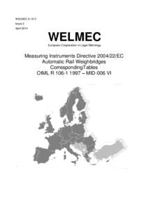 WELMEC[removed]Issue 2 April 2014 WELMEC European Cooperation in Legal Metrology