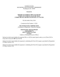 UNITED STATES SECURITIES AND EXCHANGE COMMISSION Washington, D.CForm 6-K REPORT OF FOREIGN PRIVATE ISSUER PURSUANT TO RULE 13a-16 OR 15d-16