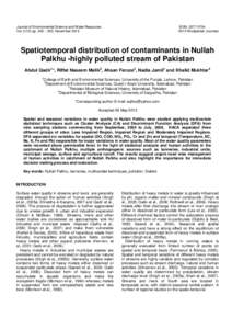 Journal of Environmental Science and Water Resources Vol[removed]pp. 342 – 353, November 2013 ISSN: [removed]Wudpecker Journals