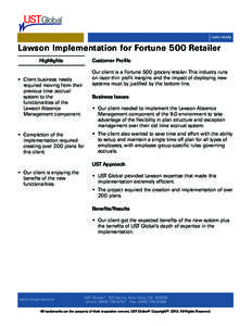 ®  case study Lawson Implementation for Fortune 500 Retailer Highlights