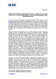 LEI ROC 21 May 2014 Regulatory Oversight Committee Endorsement Note - Centrálny depozitár cenných papierov SR, a.s. (Central Securities Depository: Slovakia) and Bundesanzeiger Verlag GmbH (Bundesanzeiger)