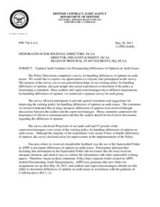 DEFENSE CONTRACT AUDIT AGENCY DEPARTMENT OF DEFENSE 8725 JOHN J. KINGMAN ROAD, SUITE 2135 FORT BELVOIR, VA[removed]IN REPLY REFER TO