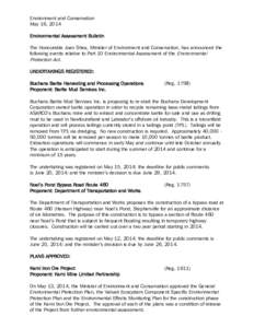 Tailings / Environmental impact assessment / Environmental protection / Baryte / Environment / Buchans / Environmental law