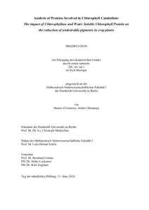 Analysis of Proteins Involved in Chlorophyll Catabolism: