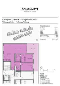 S ta d t n a h i m G r ü n e n  Kirchgasse 7 / Haus B — Erdgeschoss links Wohnungsnr. 7_1L — 3½ Zimmer Wohnung  HITEKTUR