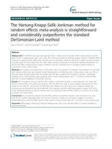 The Hartung-Knapp-Sidik-Jonkman method for random effects meta-analysis is straightforward and considerably outperforms the standard DerSimonian-Laird method