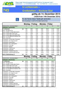 S Lichtenrade >  743 Großziethen > Buckow Süd gültig ab 14. Dezember 2014