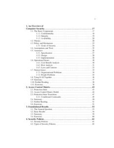 1  1. An Overview of Computer Security. . . . . . . . . . . . . . . . . . . . . . . . . . . . . . . . . . . . . . . . . . . The Basic Components . . . . . . . . . . . . . . . . . . . . . . . . . . . . . . . . . .