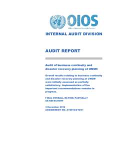 Public safety / Information technology audit / Security / Business continuity / Disaster recovery / Preparedness / United Nations Office at Nairobi / Risk management / Internal audit / Business / Management / Auditing