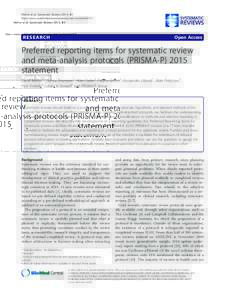 Medical research / Research / Systematic review / Knowledge / Evidence-based practices / Meta-analysis / Quality assurance / Epidemiology / Preferred Reporting Items for Systematic Reviews and Meta-Analyses / Prisma / Consolidated Standards of Reporting Trials / Cynthia Mulrow