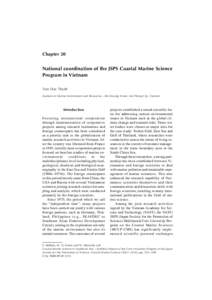 Chapter 20  National coordination of the JSPS Coastal Marine Science Program in Vietnam Tran Duc Thanh Institute of Marine Environment and Resources, 246 Danang Street, Hai Phong City, Vietnam