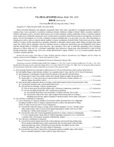 Flora of China 25: 478–[removed]PHALAENOPSIS Blume, Bijdr[removed]. 蝴蝶兰属 hu die lan shu Chen Xinqi (陈心启 Chen Sing-chi); Jeffrey J. Wood Kingidium P. F. Hunt; Kingiella Rolfe; Polychilos Breda.