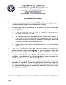 Department of Commerce COMMONW EALTH OF THE NORTHERN MARIANA ISLANDS Caller BoxCK, Saipan, MPTelephone: (3000 Fax: (Email:  W ebsite: www.commerce.gov.mp/