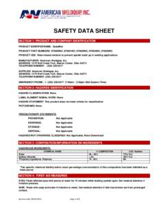 SAFETY DATA SHEET SECTION 1: PRODUCT AND COMPANY IDENTIFICATION PRODUCT IDENTIFER/NAME: QuipMist PRODUCT PART NUMBERS: 87008SNC, 870001NC, 870005NC, 870032NC, 870055NC PRODUCT USE: Water-based solution to prevent spatter