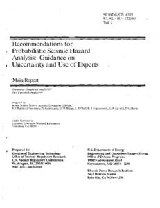 NUREG/CR-6372 UCRL-ID[removed]Vol. 1 Recommendations for Probabilistic Seismic Hazard