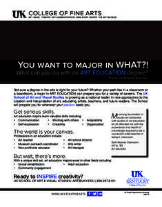 College of Fine Arts  Art Music Theatre Arts Administration Singletary Center THE ART MUSEUM You want to major in WHAT?!