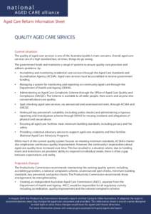 national  AGED CARE alliance Aged Care Reform Information Sheet