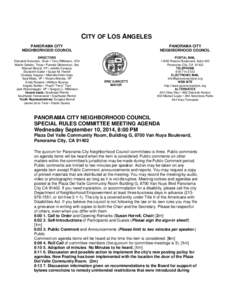 CITY OF LOS ANGELES PANORAMA CITY NEIGHBORHOOD COUNCIL PANORAMA CITY NEIGHBORHOOD COUNCIL