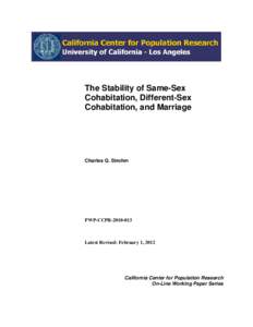 The Stability of Same-Sex Cohabitation, Different-Sex Cohabitation, and Marriage Charles Q. Strohm