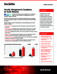 PRODUCT DATA SHEET  Security, Management & Compliance for Social Networks  AT A GLANCE