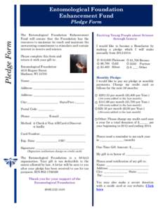 Entomological Foundation Enhancement Fund Pledge Form  Pledge Form