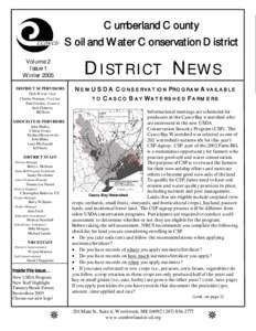 Cumberland County Soil and Water Conservation District Volume 2 Issue 1 Winter 2005 DISTRICT SUPERVISORS